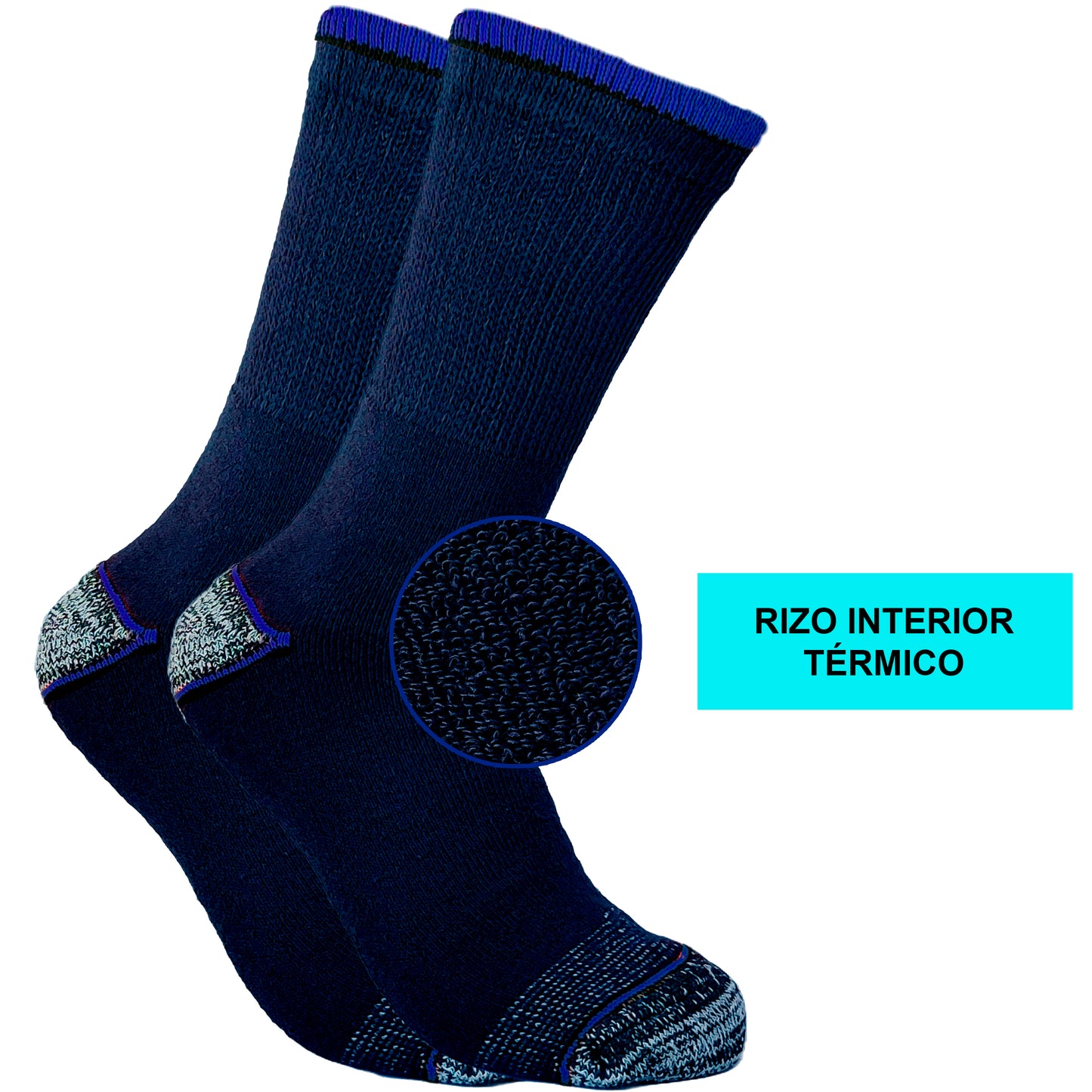 DIVABONNA 6 Pares Calcetines Trabajo Hombre – Calcetines Térmicos Hombre – Reforzados y Rizo Interior Térmico – Calcetines Invierno Hombre – Calcetines Trekking y Montaña