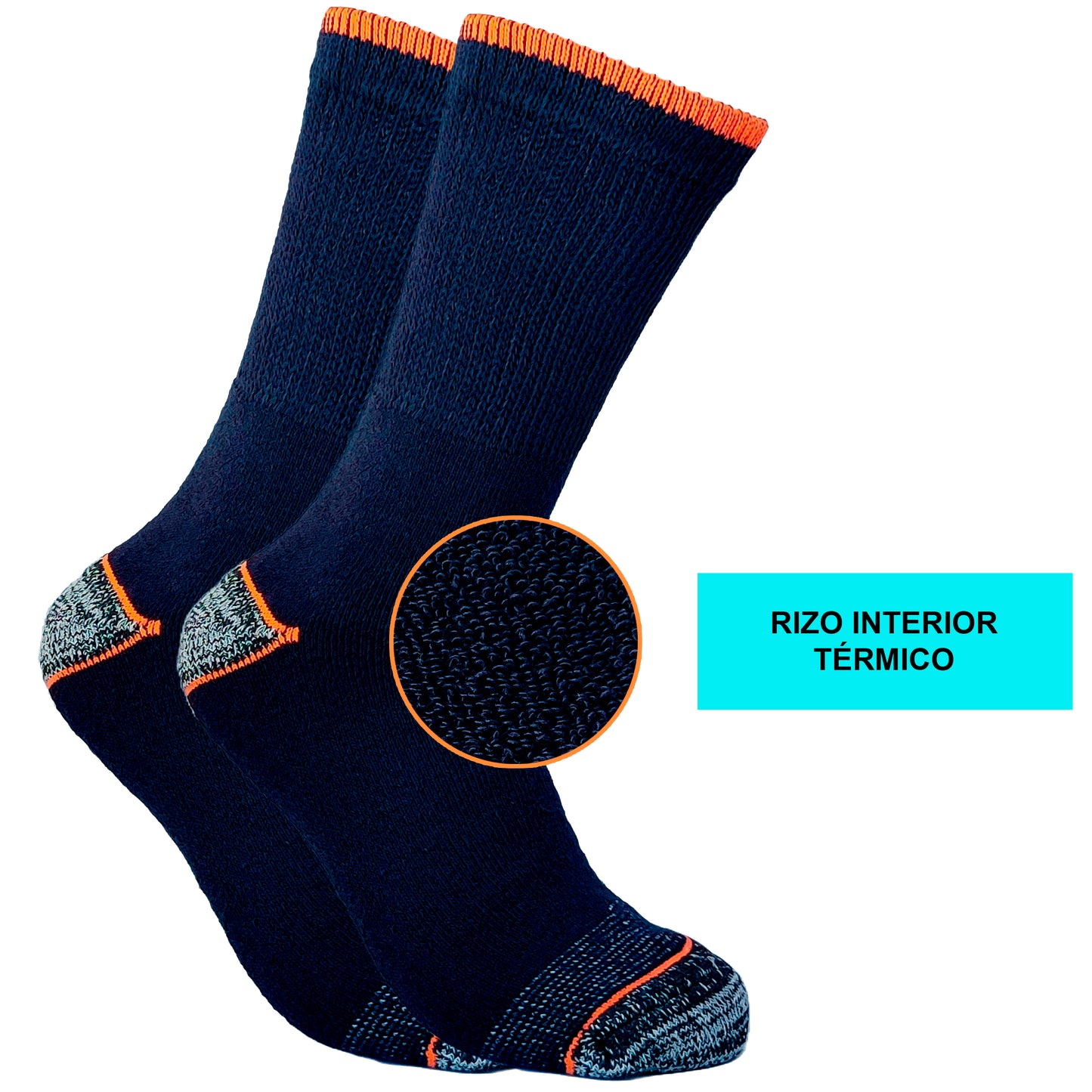DIVABONNA 6 Pares Calcetines Trabajo Hombre – Calcetines Térmicos Hombre – Reforzados y Rizo Interior Térmico – Calcetines Invierno Hombre – Calcetines Trekking y Montaña