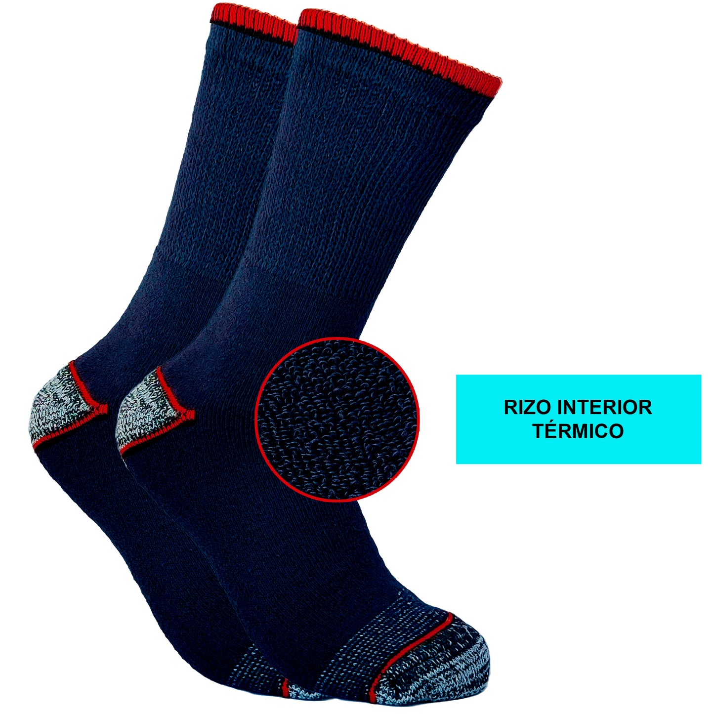 DIVABONNA 6 Pares Calcetines Trabajo Hombre – Calcetines Térmicos Hombre – Reforzados y Rizo Interior Térmico – Calcetines Invierno Hombre – Calcetines Trekking y Montaña