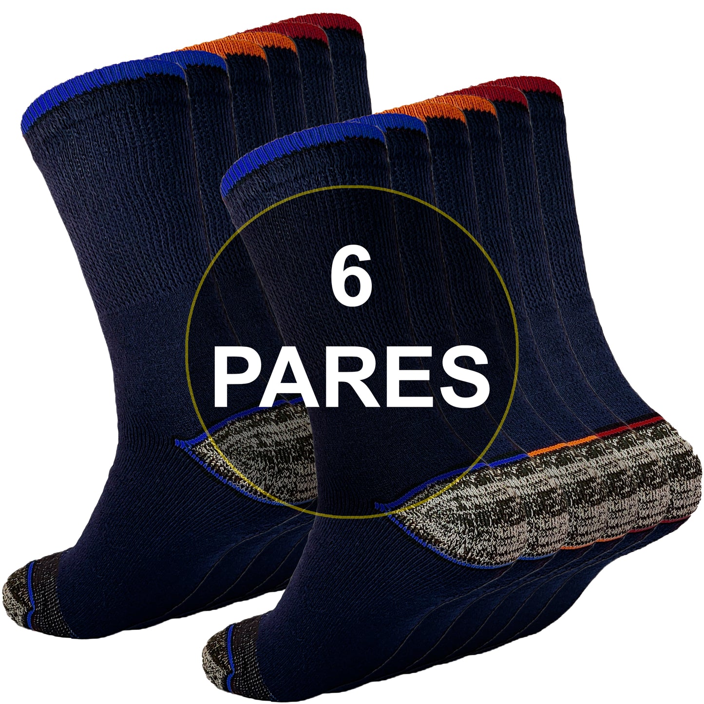 DIVABONNA 6 Pares Calcetines Trabajo Hombre – Calcetines Térmicos Hombre – Reforzados y Rizo Interior Térmico – Calcetines Invierno Hombre – Calcetines Trekking y Montaña
