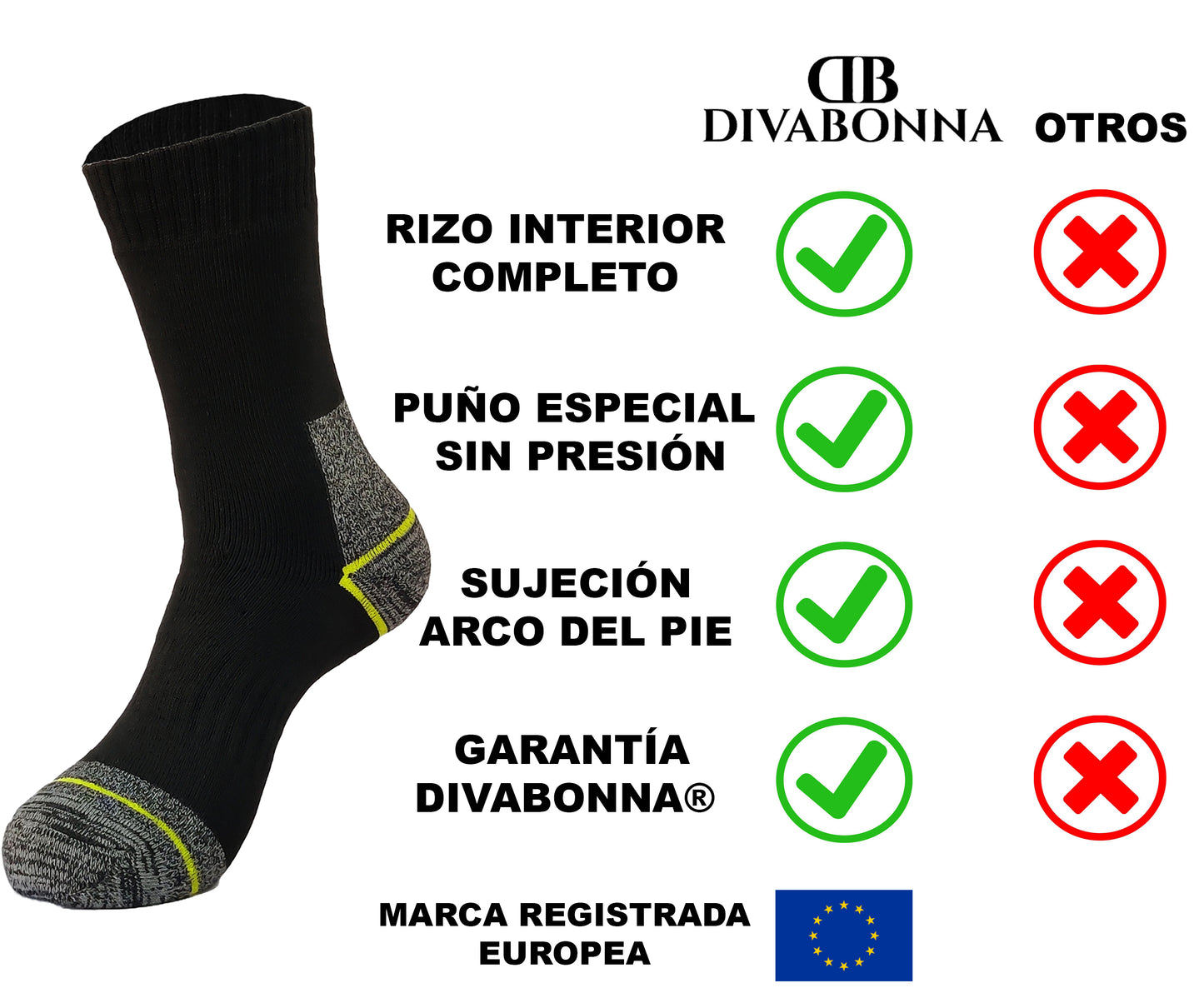DIVABONNA 6 Pares Calcetines Trabajo Hombre – Calcetines Térmicos Hombre Algodón Reforzados