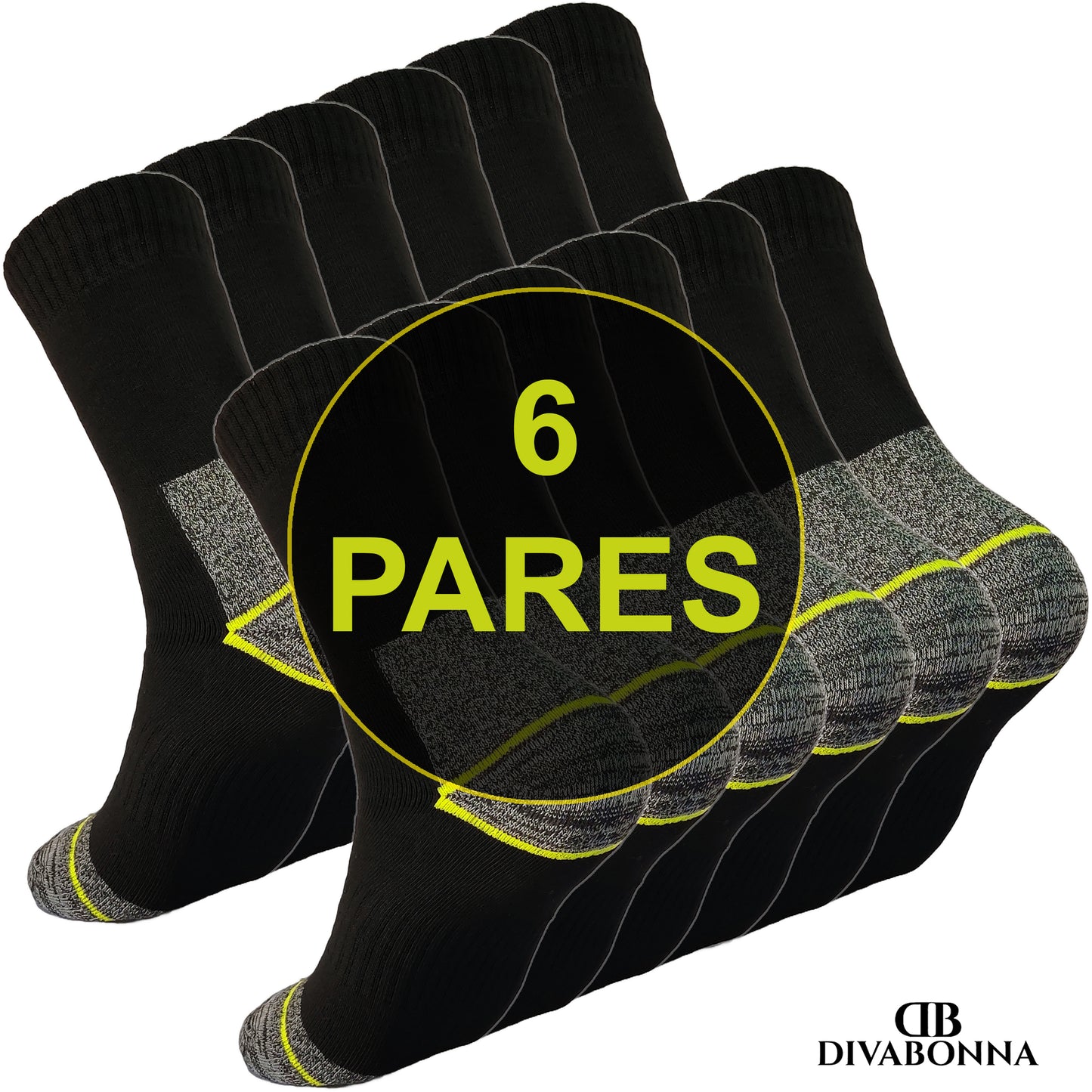 DIVABONNA 6 Pares Calcetines Trabajo Hombre – Calcetines Térmicos Hombre Algodón Reforzados