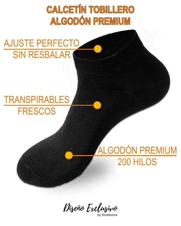 DIVABONNA Calcetines Tobilleros Hombre y Mujer – Calcetines Cortos Hombre y Mujer Transpirables Algodón Premium