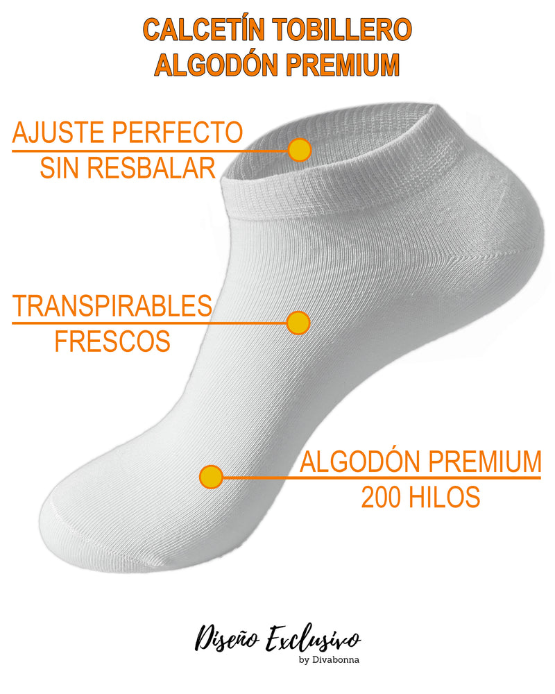 DIVABONNA Calcetines Tobilleros Hombre y Mujer – Calcetines Cortos Hombre y Mujer Transpirables Algodón Premium