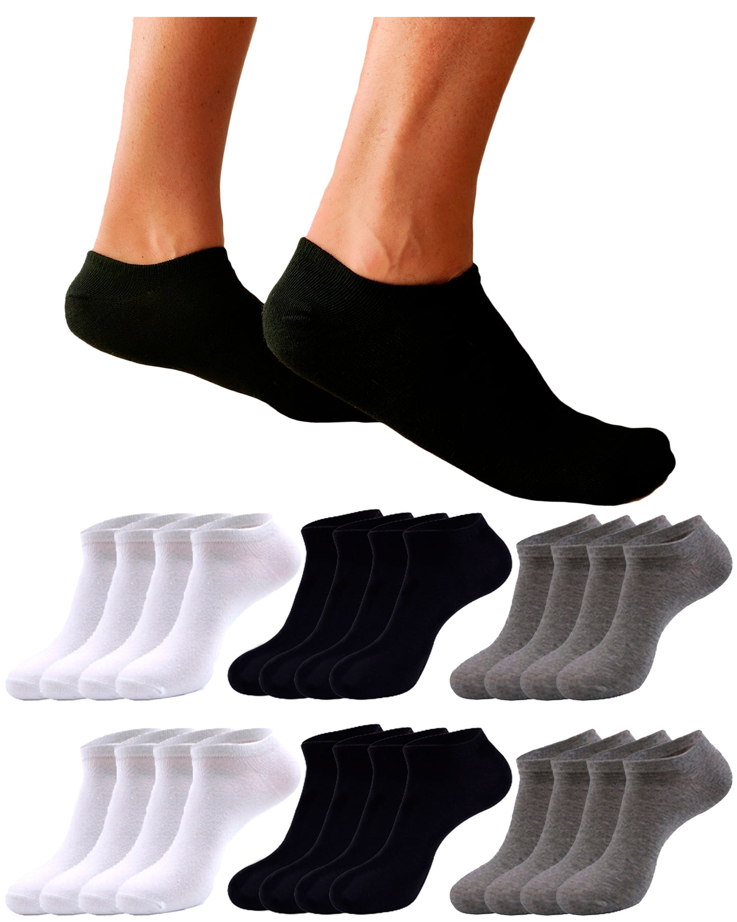 DIVABONNA Pack 12 Pares Calcetines Tobilleros Hombre Mujer