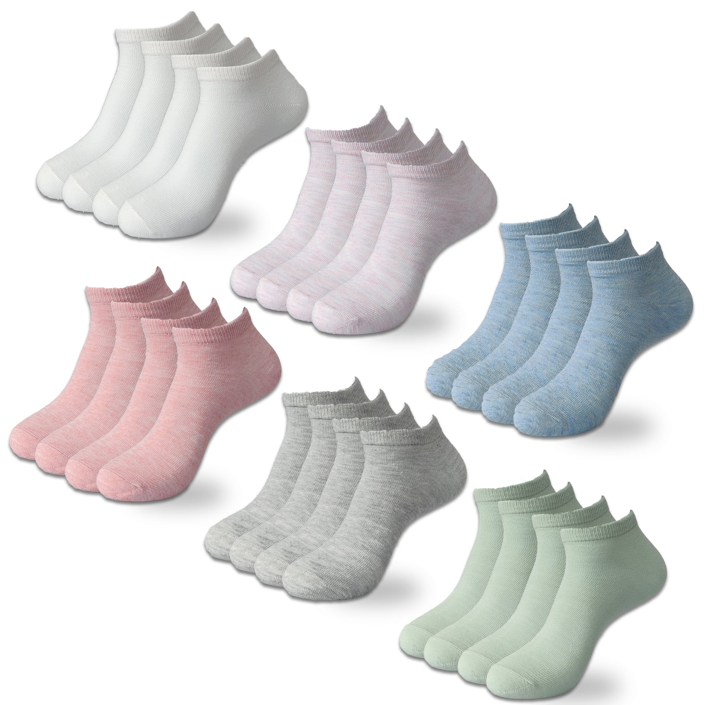 DIVABONNA 12 Pares Calcetines Tobilleros Mujer – Calcetines Cortos Mujer (Modelo: Pastel)
