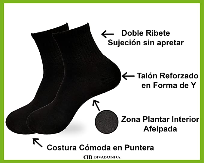 DIVABONNA 6 Pares Calcetines Deporte Hombre y Mujer