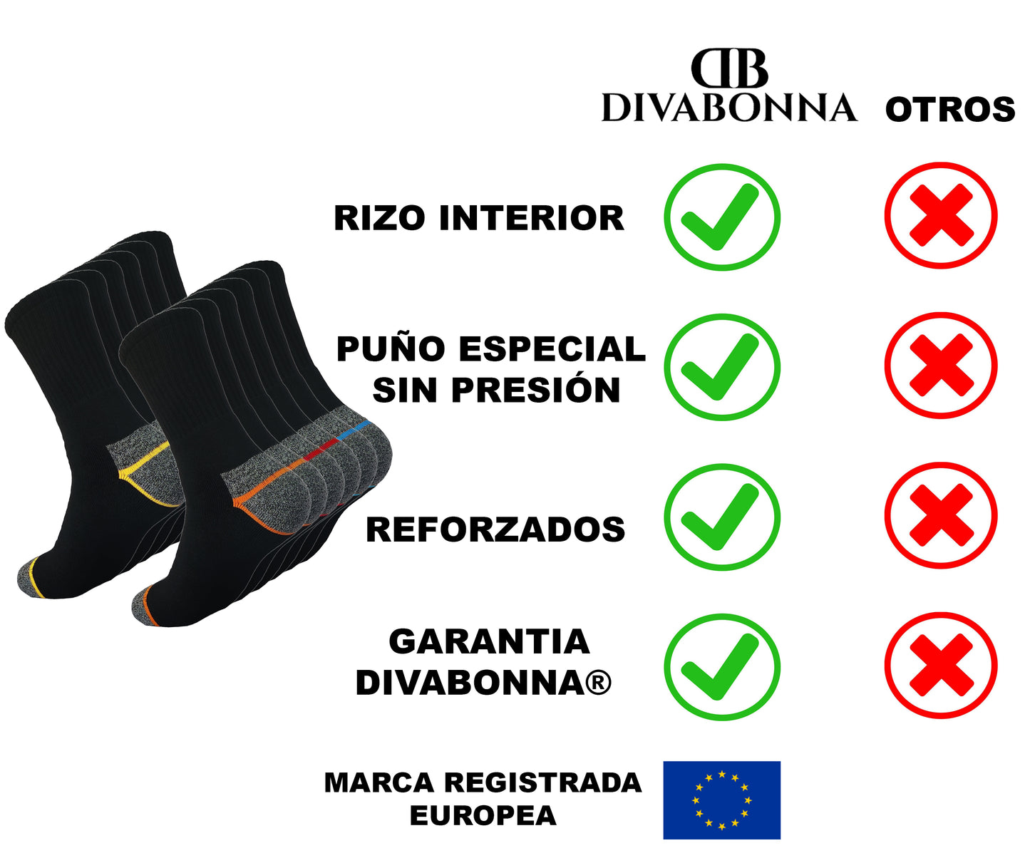 DIVABONNA 6 Pares Calcetines Trabajo Hombre – Calcetines Térmicos Hombre