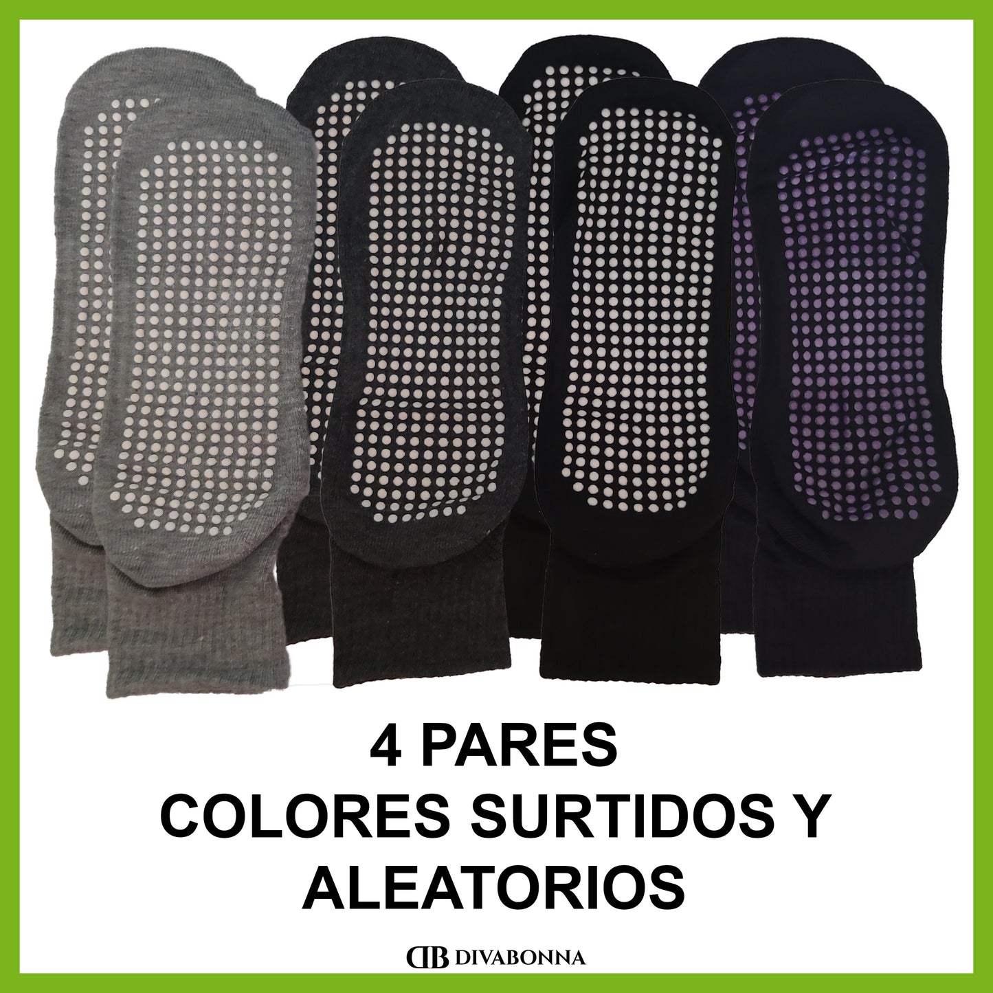 DIVABONNA 4 Pares Calcetines Antideslizantes para Pilates y Yoga Unisex